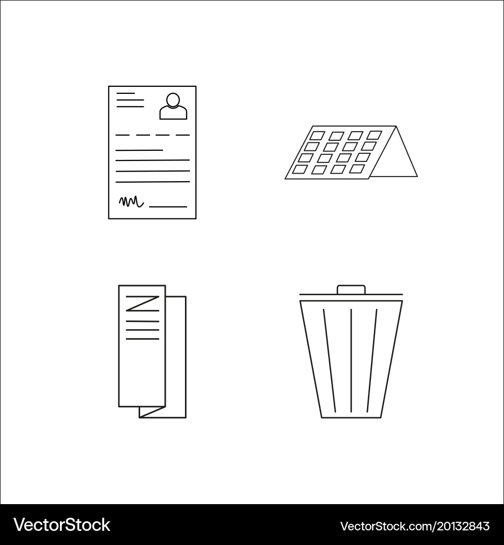 Office simple linear icon setsimple outline icons Vector Image