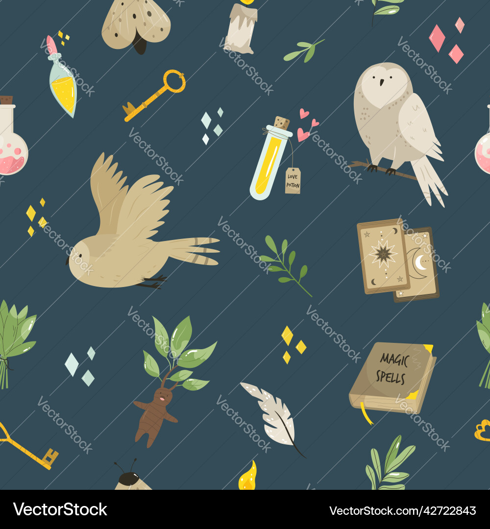 Seamless pattern with magic items symbols Seamless pattern with magic items symbols vector image