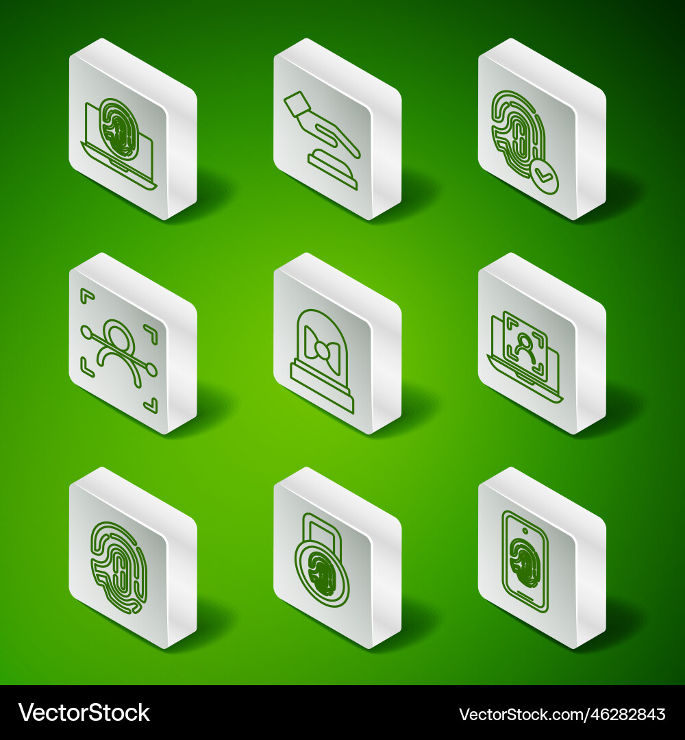 Set line mobile with fingerprint scan Set line mobile with fingerprint scan vector image