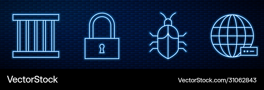 Set line system bug concept prison window lock Set line system bug concept prison window lock vector image