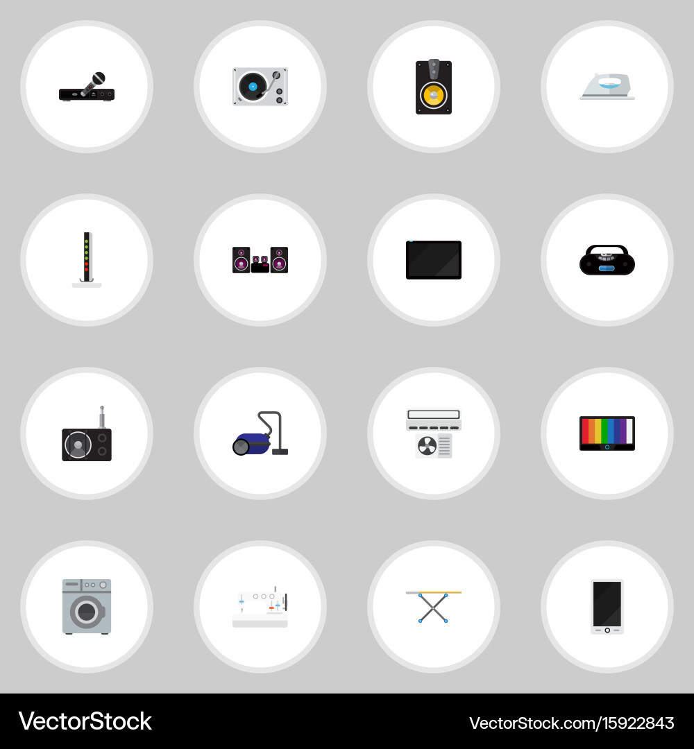 Set of 16 editable tech flat icons includes Vector Image