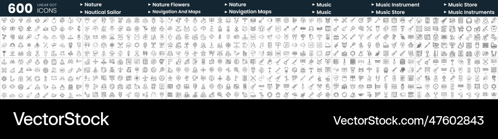 Set of 600 thin line icons in this bundle include Set of 600 thin line icons in this bundle include vector image