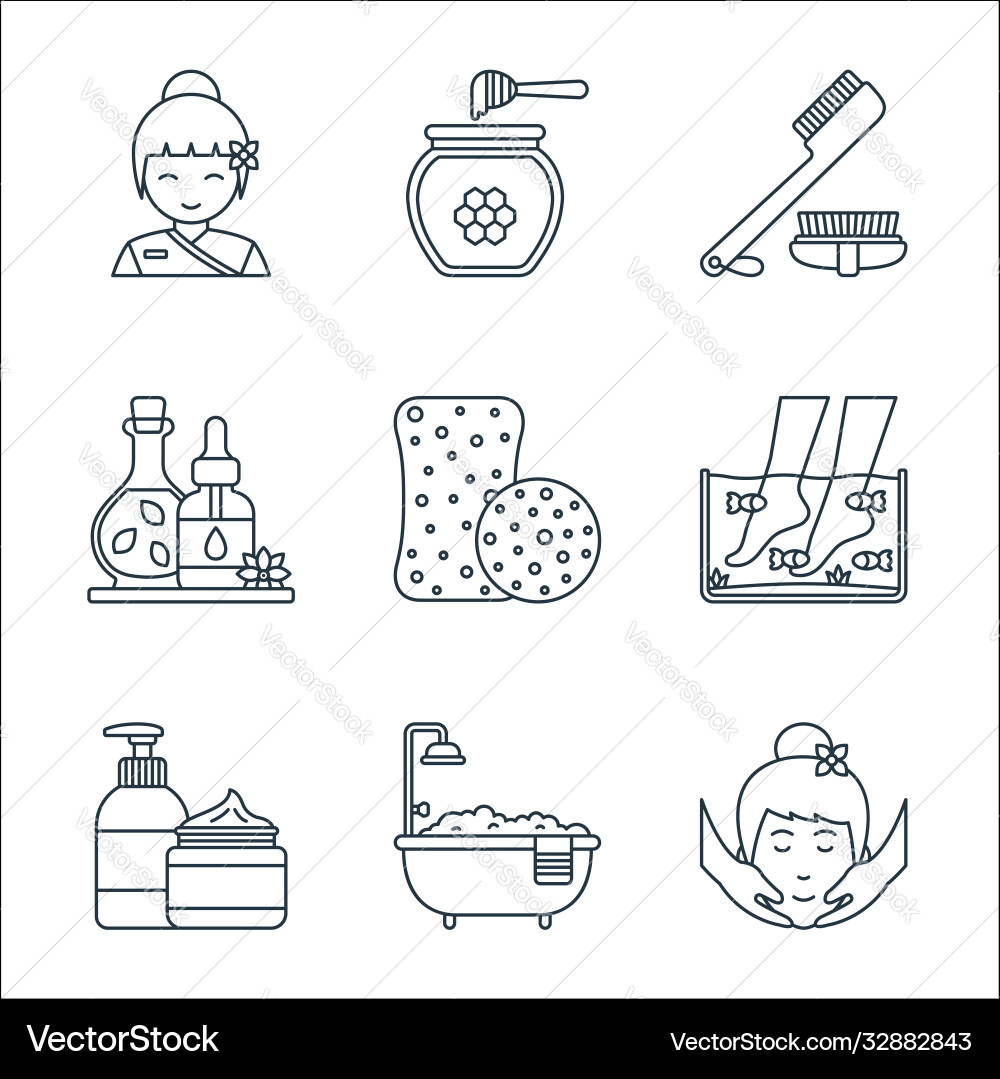 Spa line icons linear set quality Vector Image