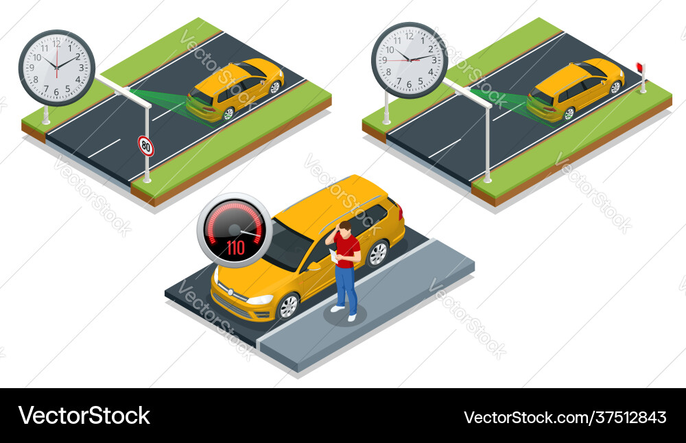 Specs average speed measuring camera system Specs average speed measuring camera system vector image