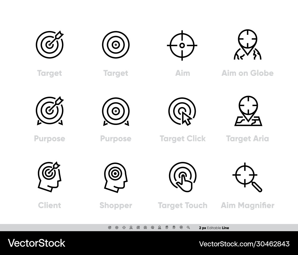 Target and aim icons set client targeting Vector Image