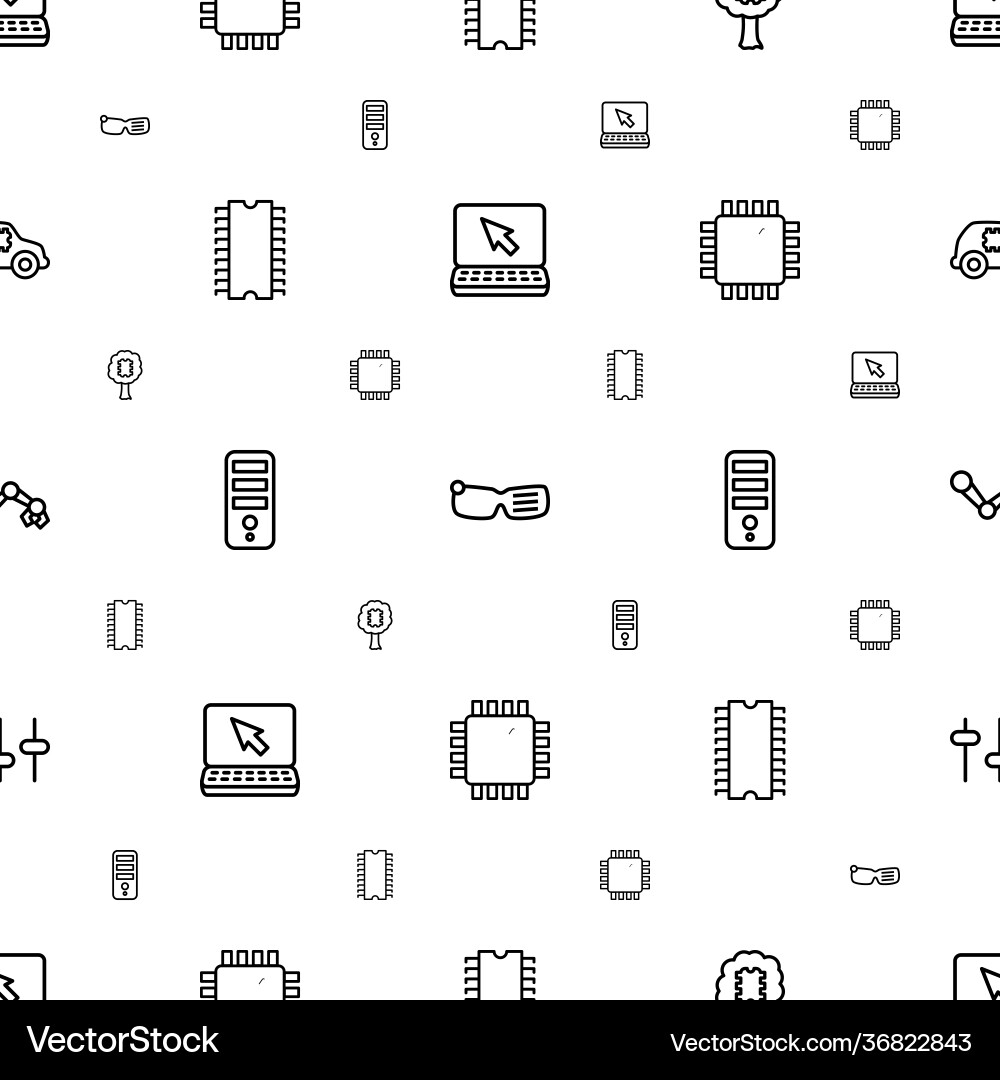 Tech icons pattern seamless white background vector image