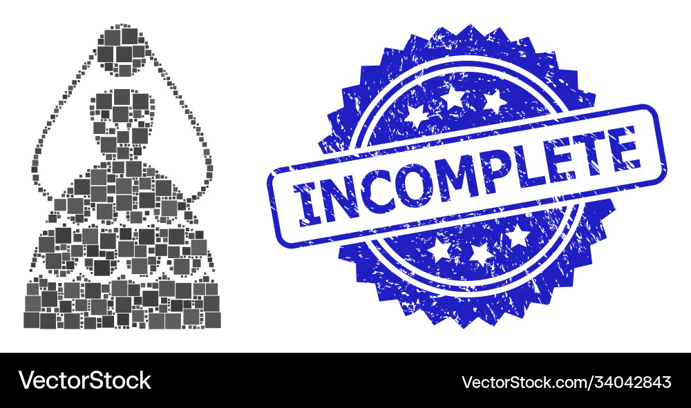 Textured incomplete seal and square dot mosaic Textured incomplete seal and square dot mosaic vector image
