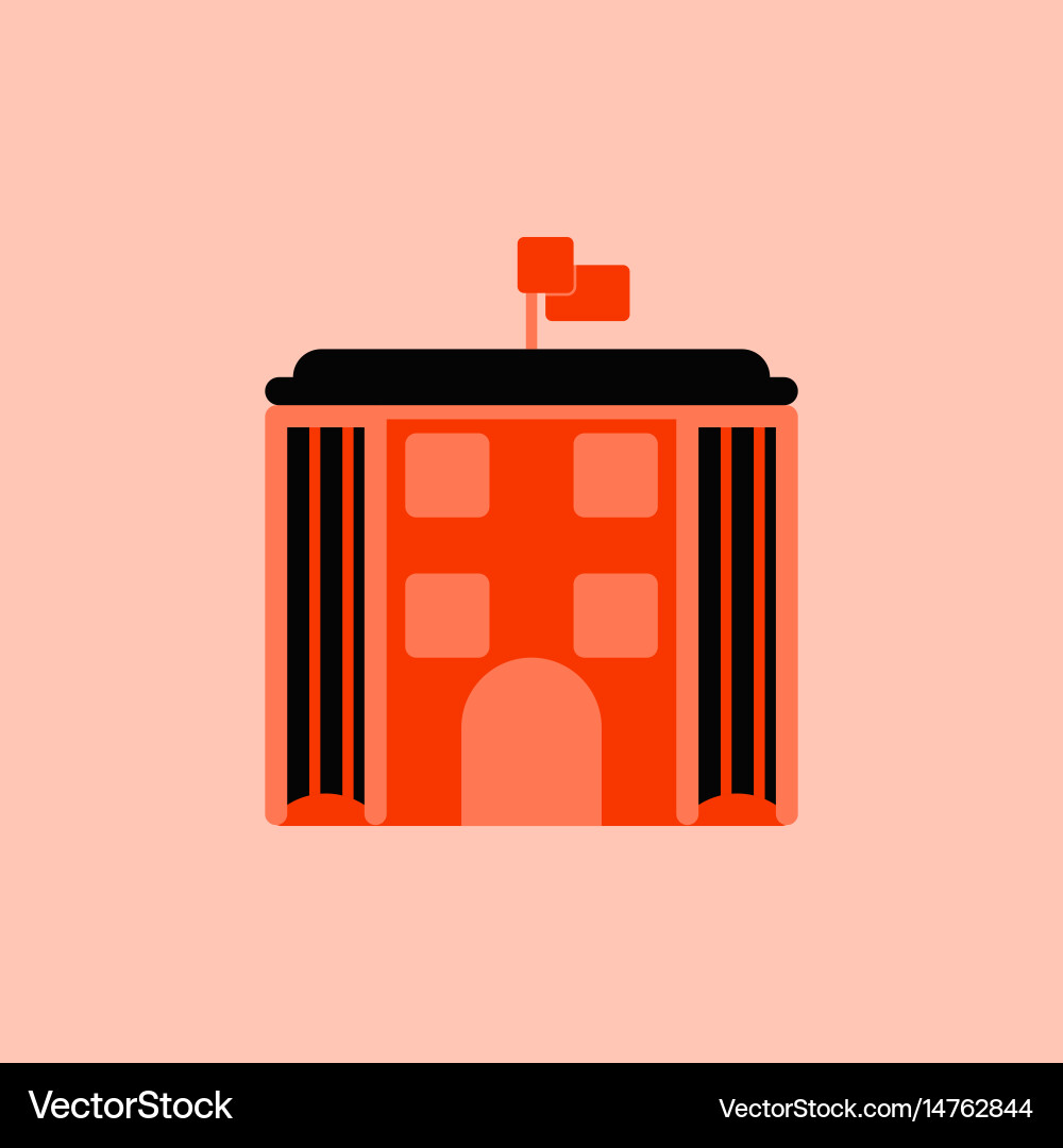 Architecture building and columns with flag vector image