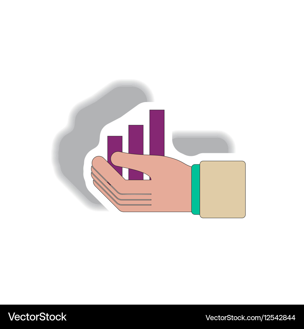 Bar graph and hand in paper vector image
