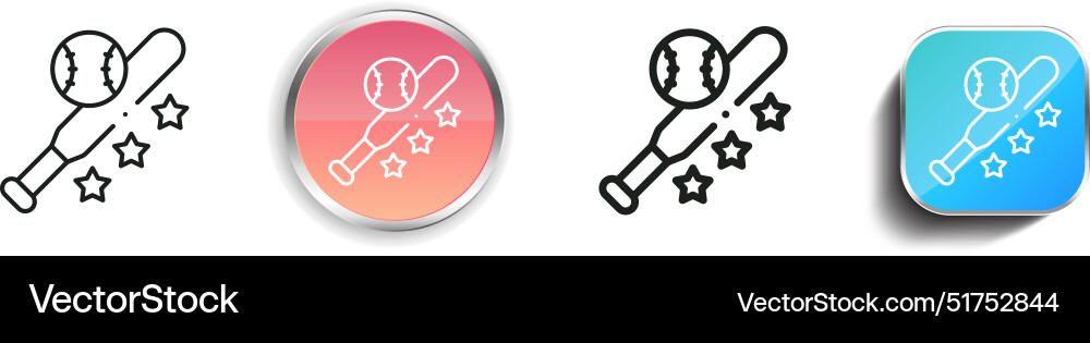 Baseball icon thin linear regular and button Baseball icon thin linear regular and button Vector Image