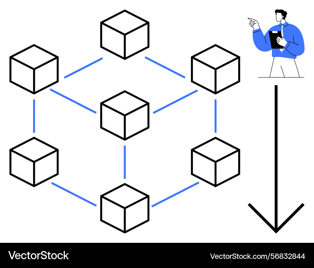 Blockchain network concept with interconnected Vector Image