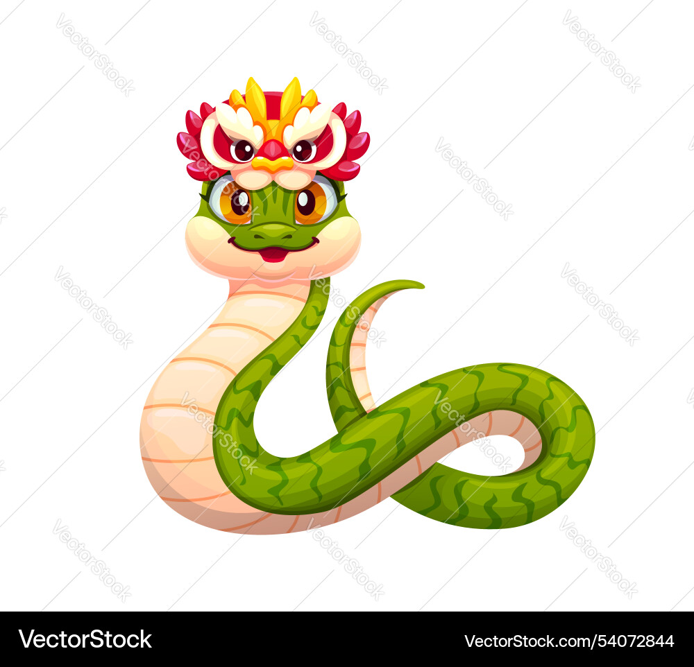 Chinese lunar new year snake in dragon mask Chinese lunar new year snake in dragon mask vector image