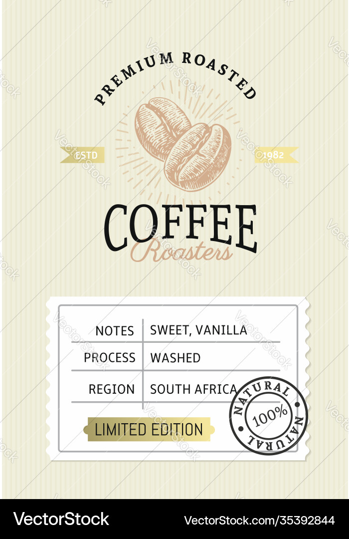Coffee package with text and bean Coffee package with text and bean vector image