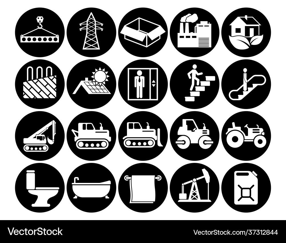 Construction set line icons with open path vector image