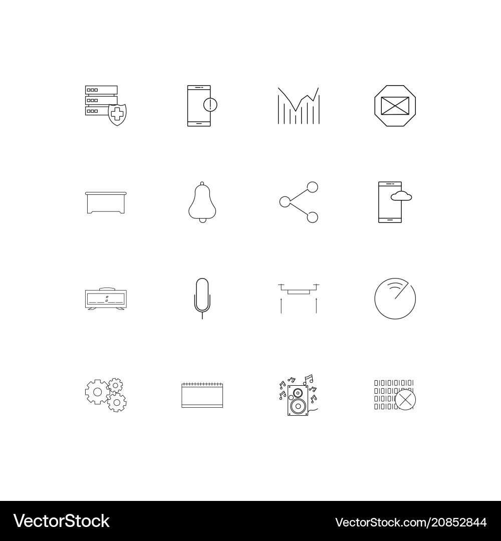 Devices linear thin icons set outlined simple Devices linear thin icons set outlined simple vector image