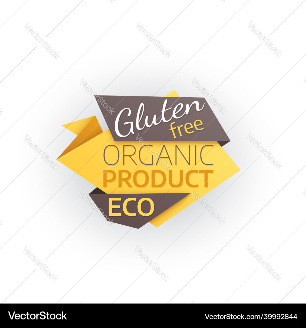 Gluten free organic product icon origami banner Gluten free organic product icon origami banner vector image