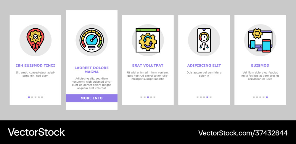 Optimize operations onboarding icons set Optimize operations onboarding icons set vector image