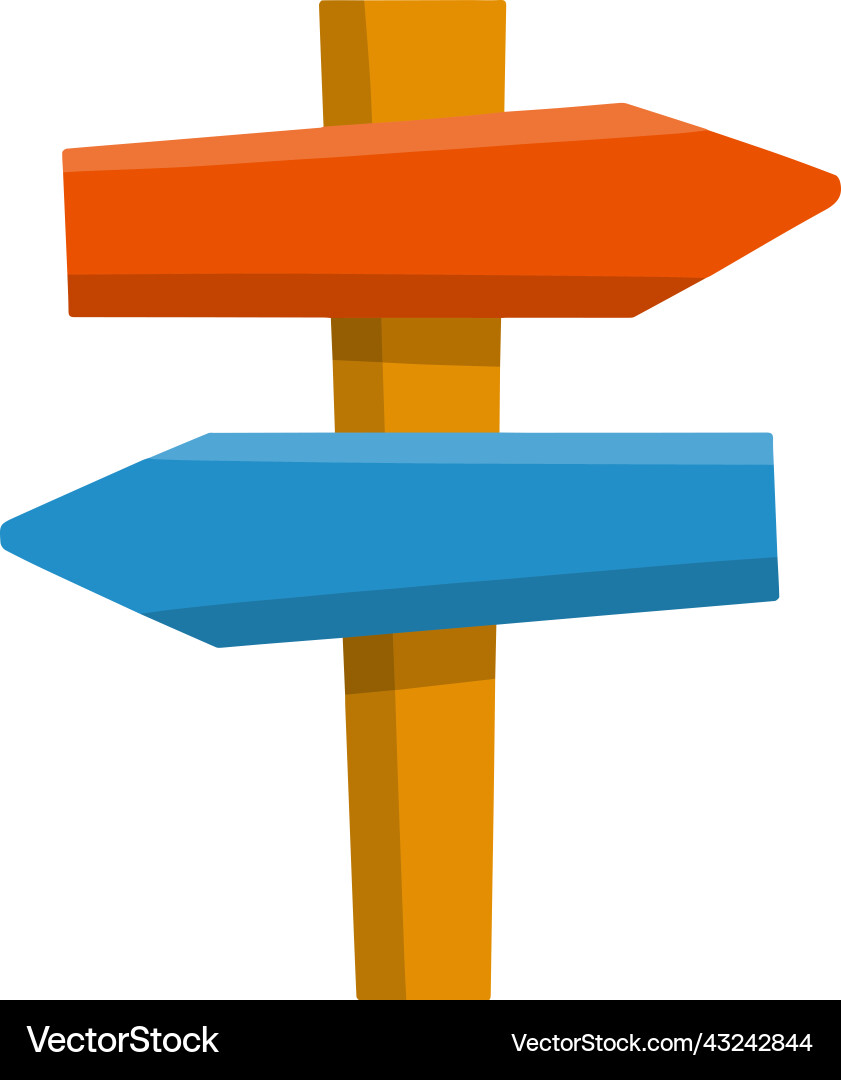 Path pointer with red and blue plate Path pointer with red and blue plate vector image
