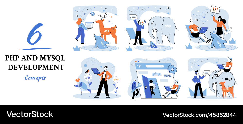 Php and mysql development software website Php and mysql development software website vector image