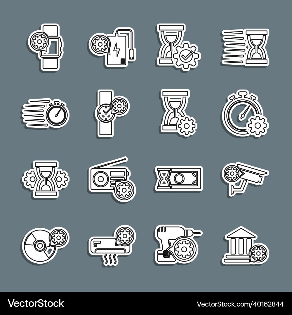 Set line bank building setting security camera Set line bank building setting security camera vector image
