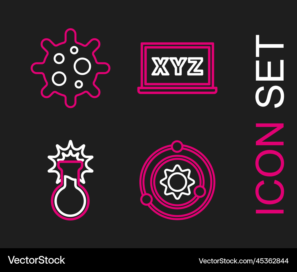 Set line solar system test tube and flask xyz Set line solar system test tube and flask xyz vector image