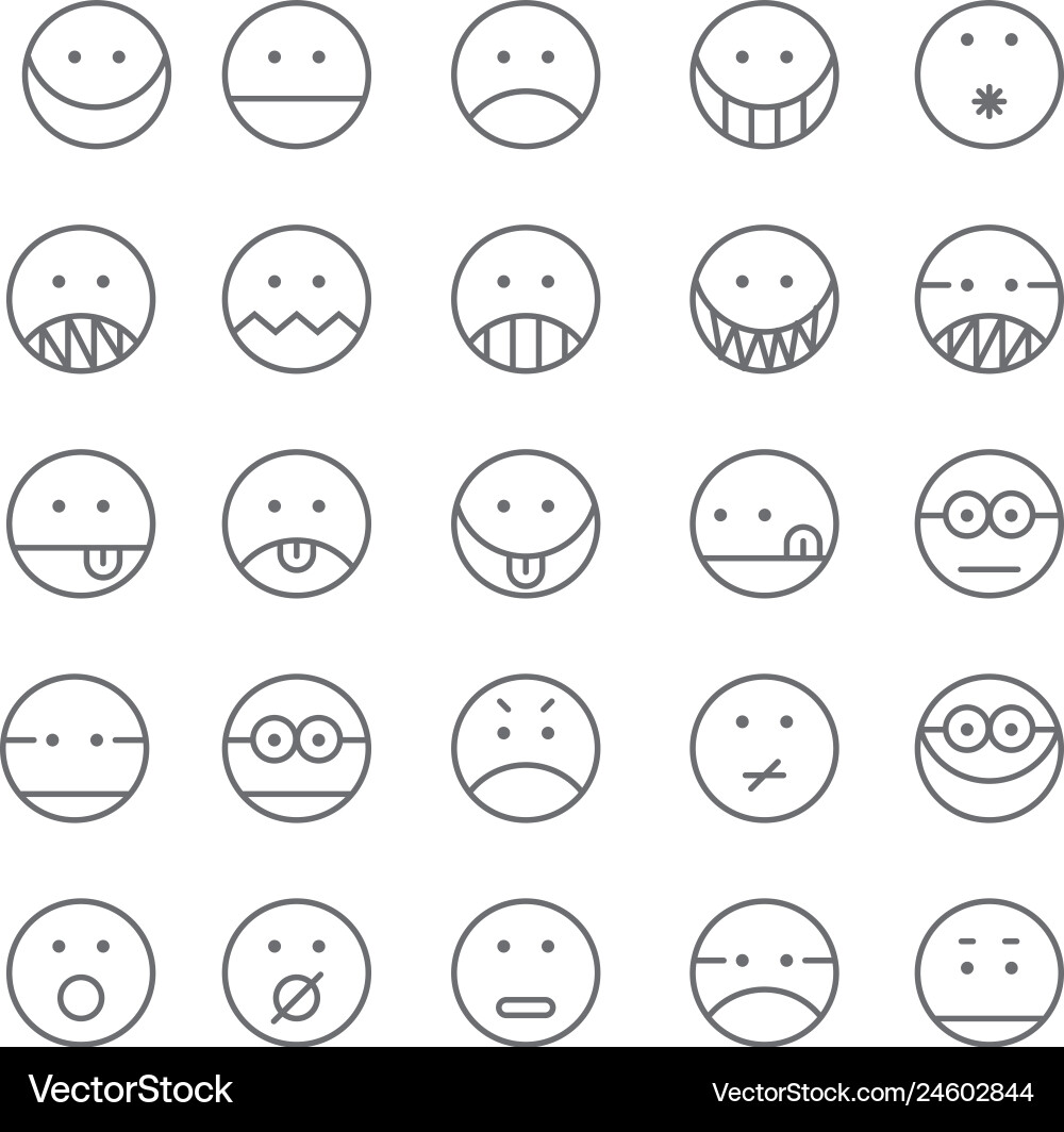 Set of emoticon with simple line design style Vector Image