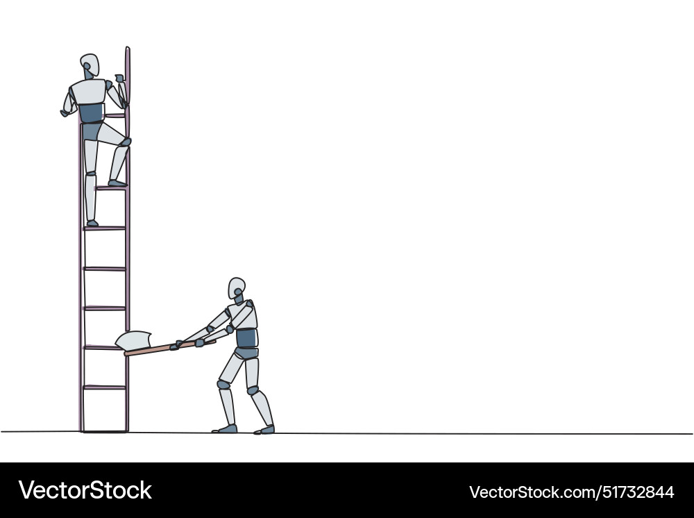 Single continuous line drawing smart robot climbs Single continuous line drawing smart robot climbs Vector Image