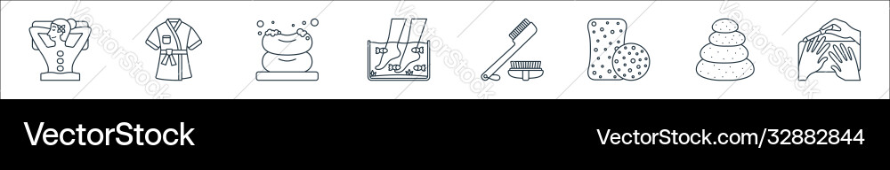 Spa line icons linear set quality Vector Image