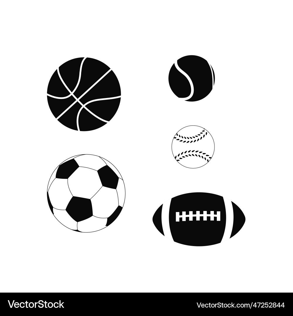 Sports Balls - Basketball, Football, Tennis Vector Image