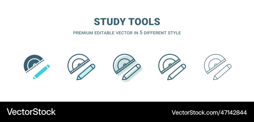 Study tools icon in 5 different style outline Study tools icon in 5 different style outline vector image