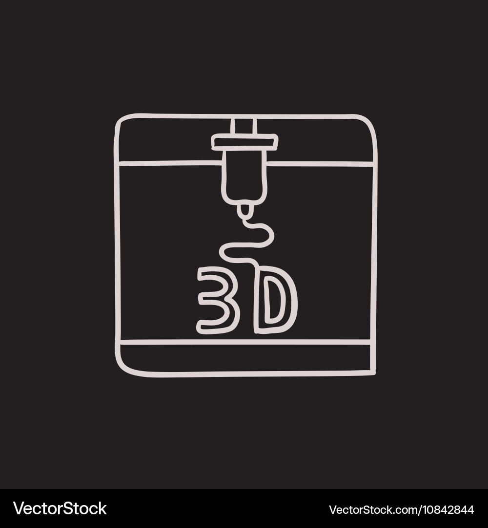 Tree d printing sketch icon Vector Image