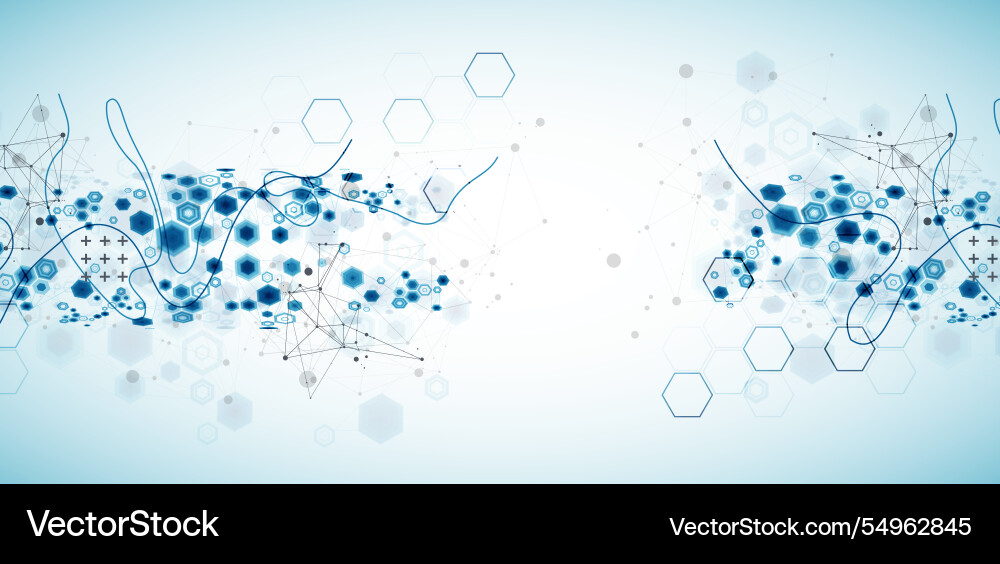 Abstract hexagon background with plexus effect Vector Image