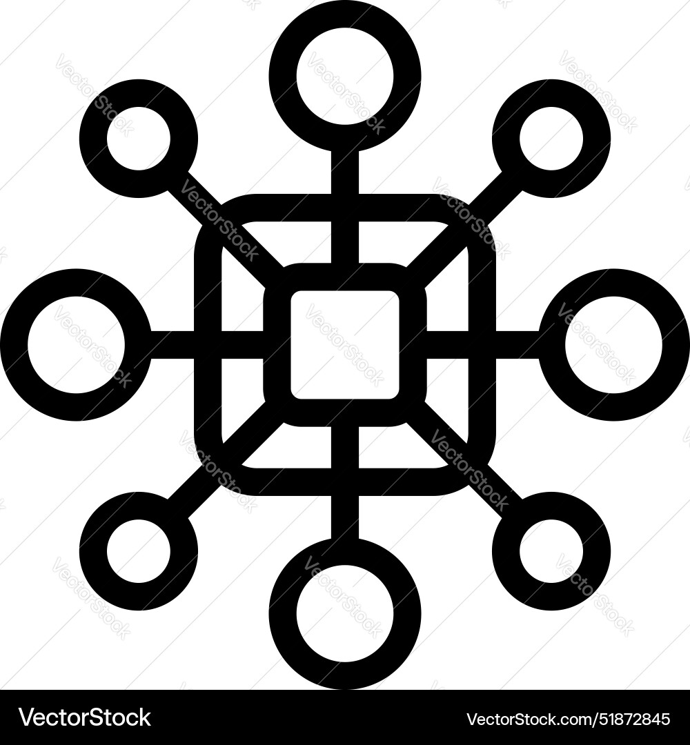 Central hub connecting network of circles in data Central hub connecting network of circles in data vector image