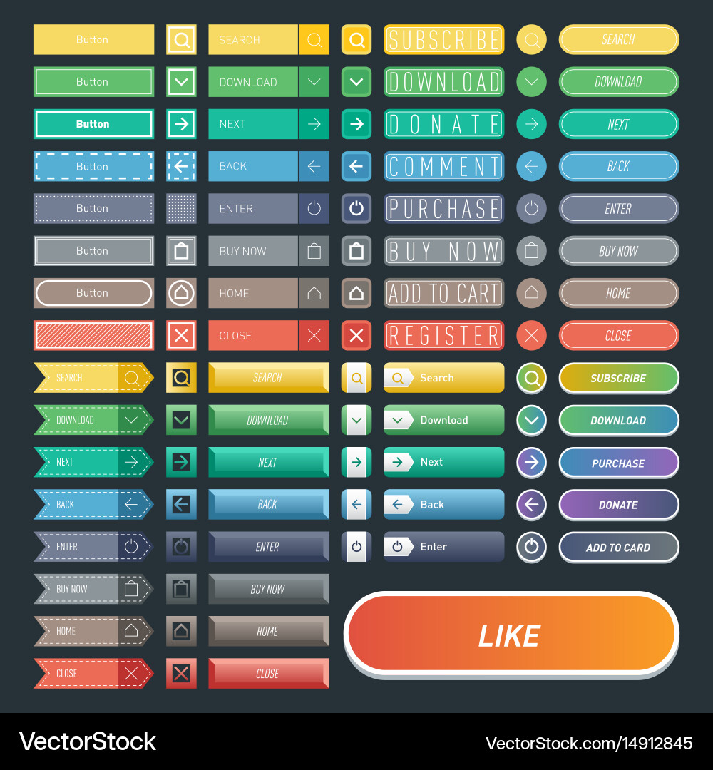 Colorful website web buttons design Vector Image