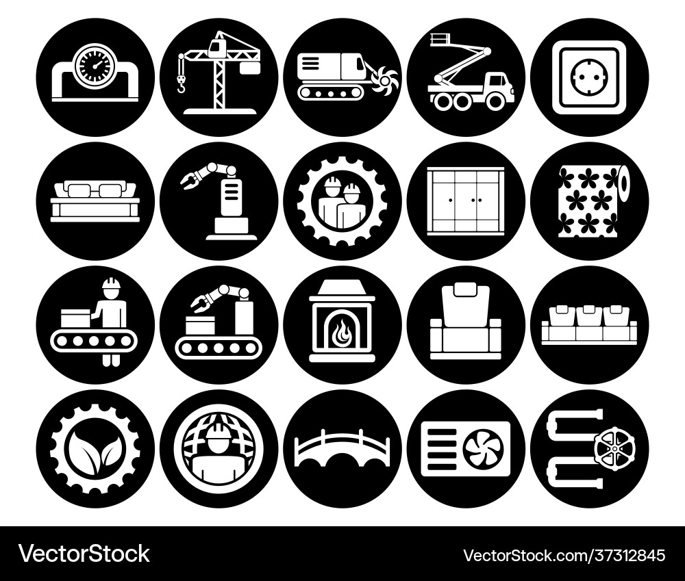 Construction set line icons with open path Vector Image