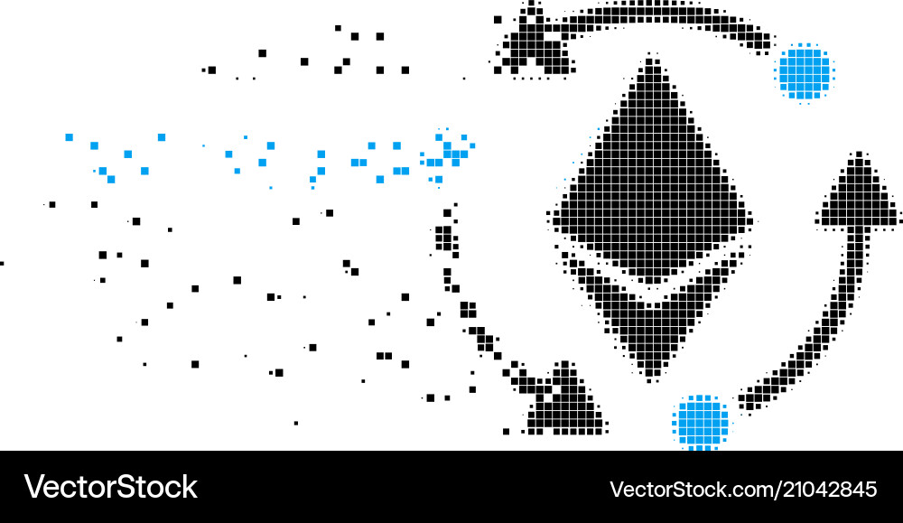 Ethereum rotation moving pixel icon vector image