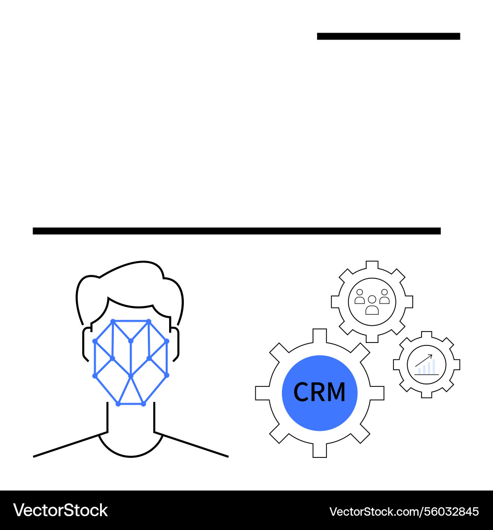 Facial recognition and crm integration with data Facial recognition and crm integration with data vector image