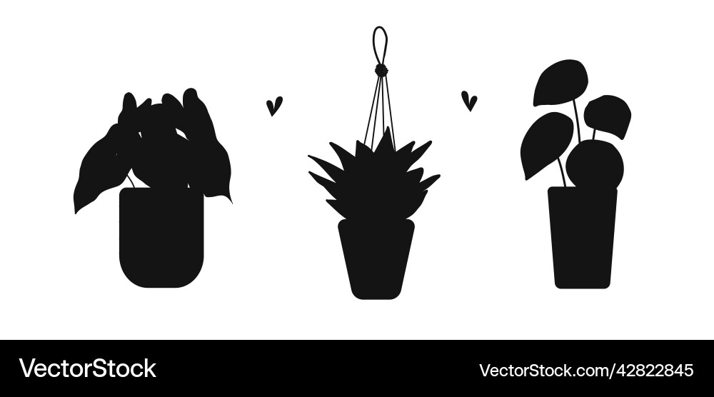 Flache Silhouette von Topfpflanze Flache Silhouette von Topfpflanze vektorbild