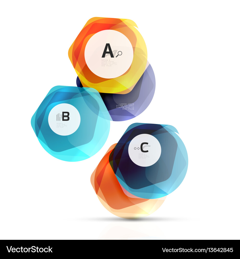 Glass glossy shiny hexagon web elements vector image