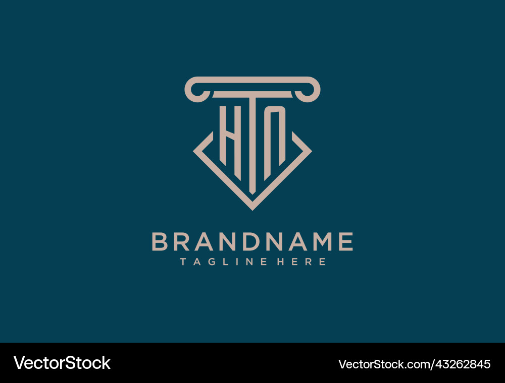Hn initial with pillar icon design clean Vector Image