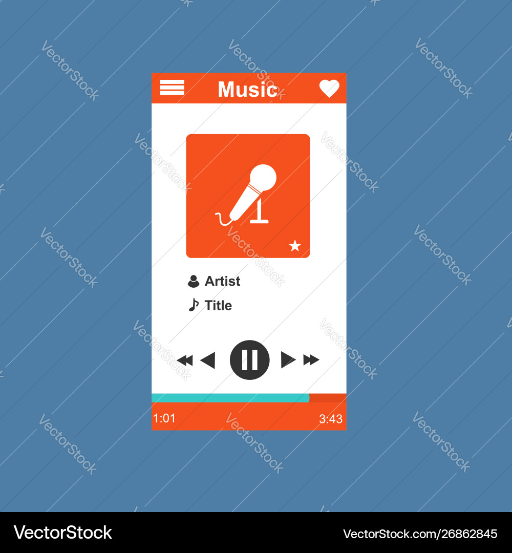 Media player application app template with flat Media player application app template with flat vector image