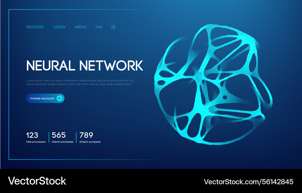 Neural network abstract artificial intelligence 3d Neural network abstract artificial intelligence 3d vector image