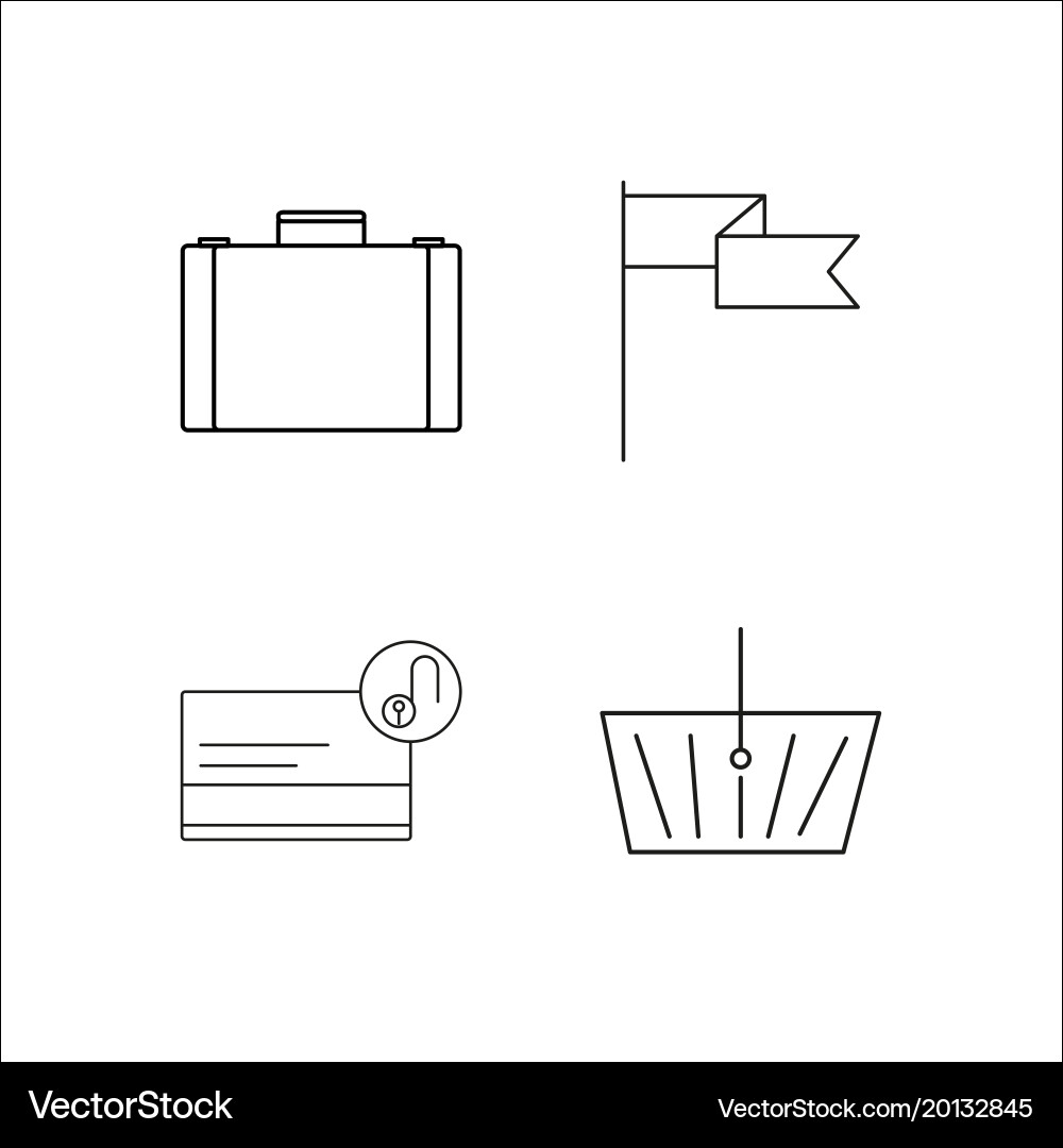 Office simple linear icon setsimple outline icons vector image
