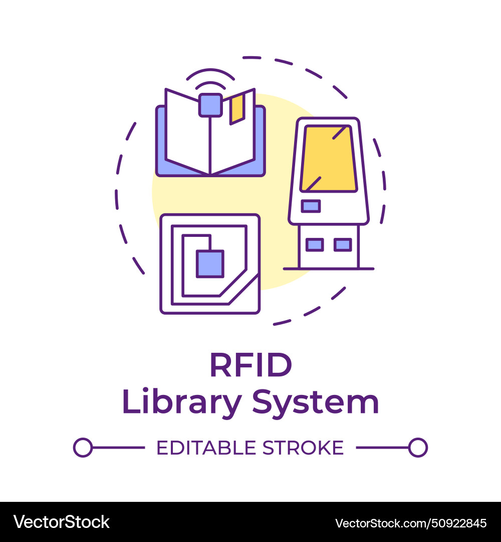 Rfid library system multi color concept icon Vector Image