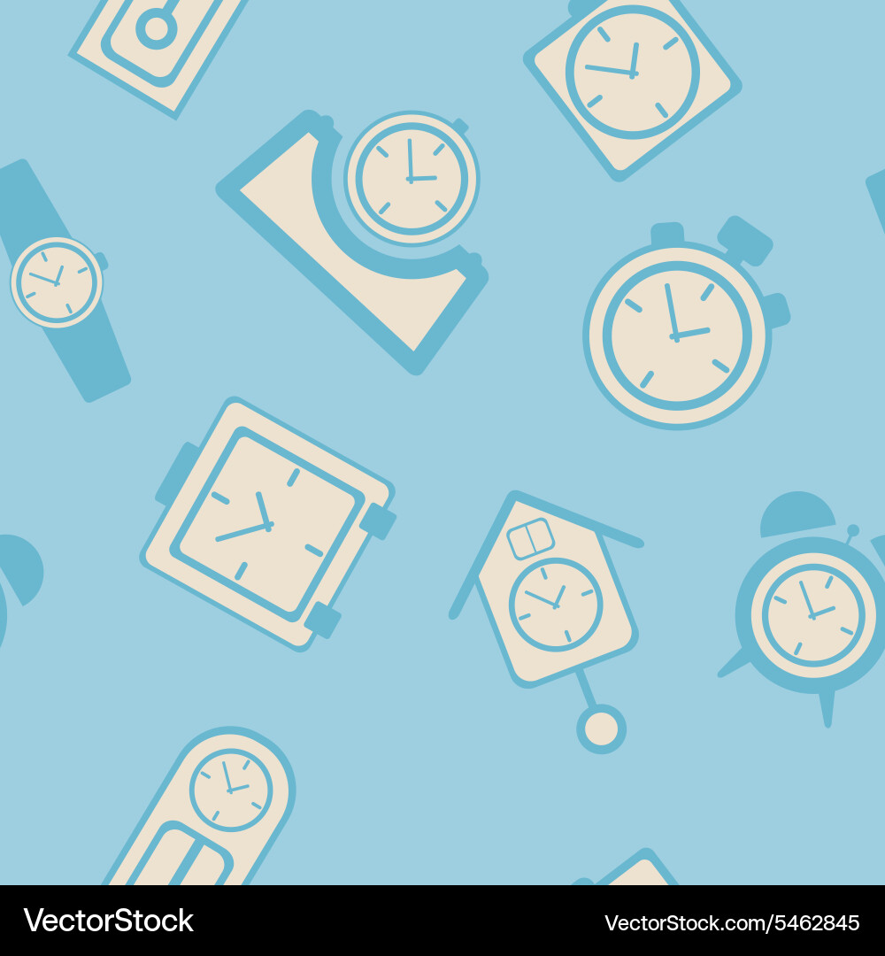 Seamless background with clock Vector Image