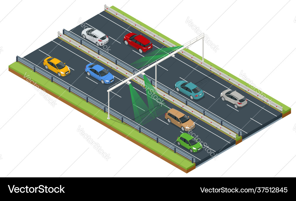 Specs average speed measuring camera system Specs average speed measuring camera system vector image