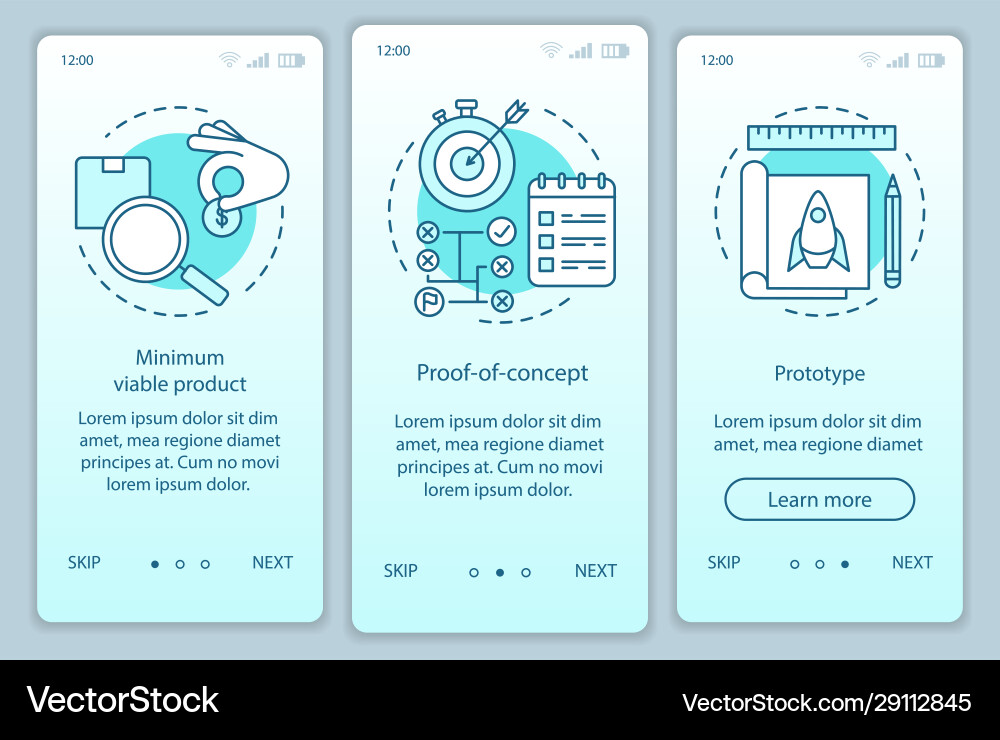 Startup testing onboarding mobile app page screen Startup testing onboarding mobile app page screen vector image