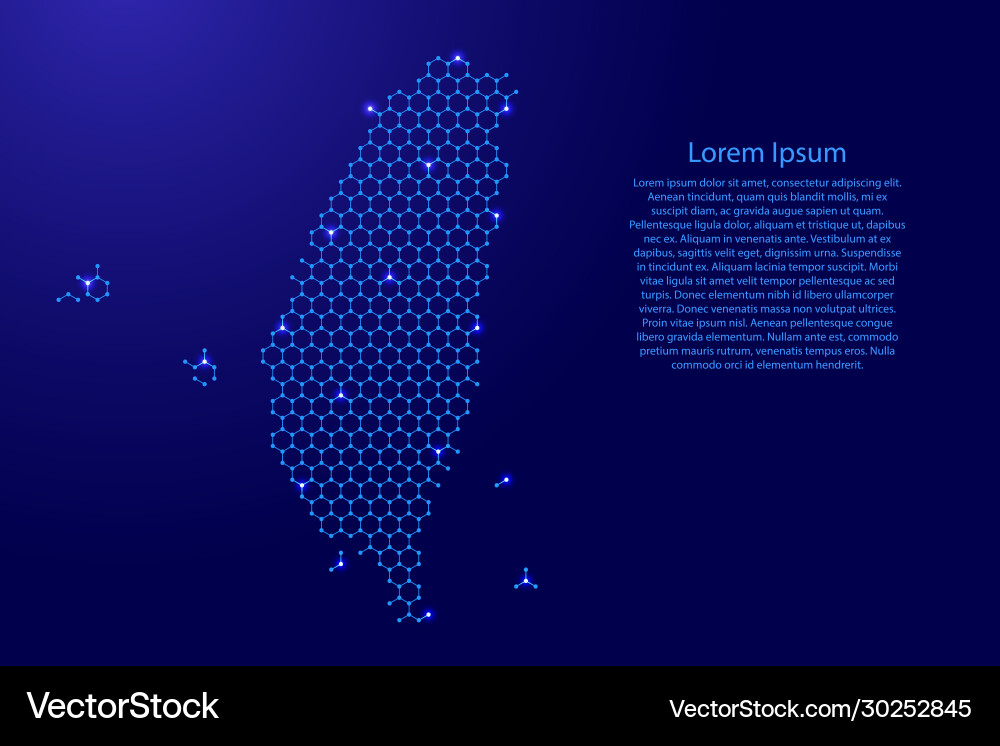 Taiwan map from futuristic hexagonal shapes Taiwan map from futuristic hexagonal shapes vector image