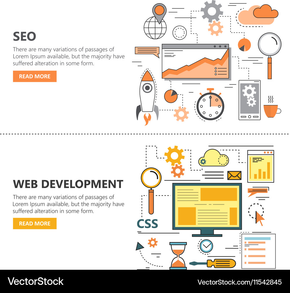 Web Development & SEO Icons vector image