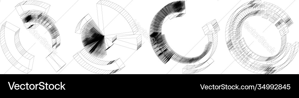 Wire-frame 3d abstract sci-fi object geometric Vector Image